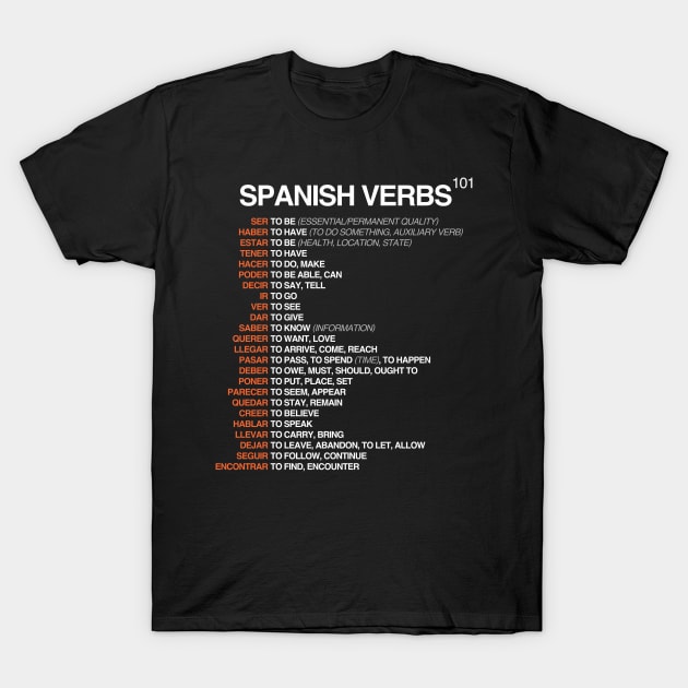 Spanish Verbs T-Shirt by Hidden Verb